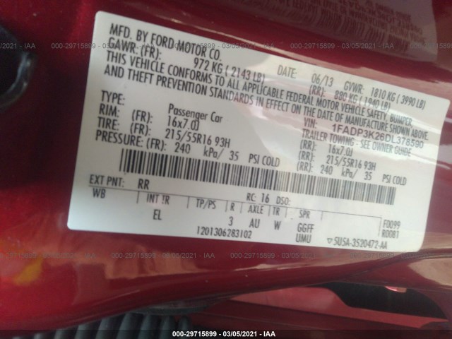 Photo 8 VIN: 1FADP3K26DL378590 - FORD FOCUS 