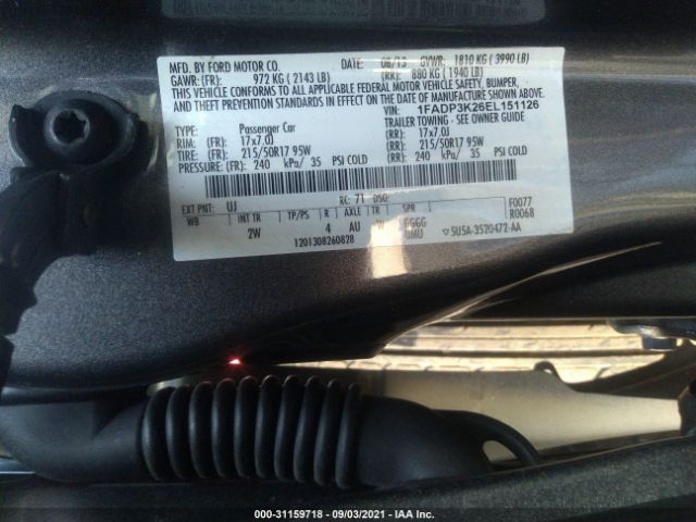 Photo 8 VIN: 1FADP3K26EL151126 - FORD FOCUS 