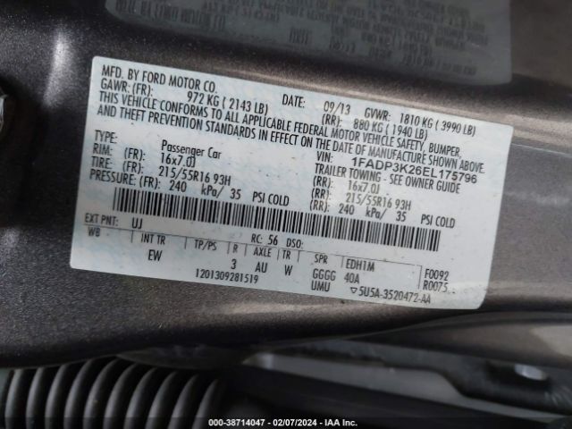 Photo 8 VIN: 1FADP3K26EL175796 - FORD FOCUS 