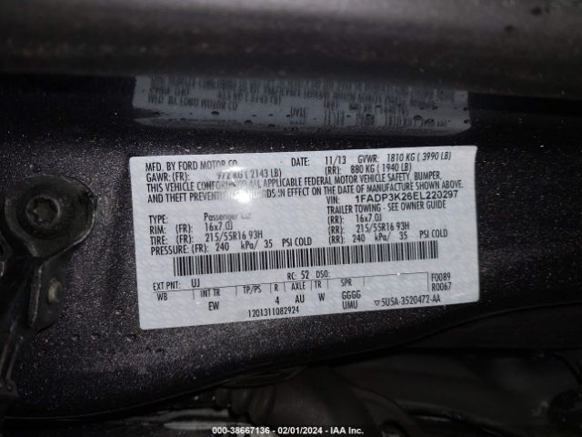 Photo 8 VIN: 1FADP3K26EL220297 - FORD FOCUS 