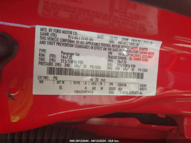 Photo 8 VIN: 1FADP3K26EL233387 - FORD FOCUS 