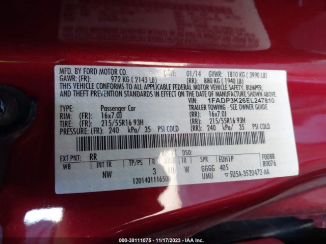 Photo 8 VIN: 1FADP3K26EL247810 - FORD FOCUS 