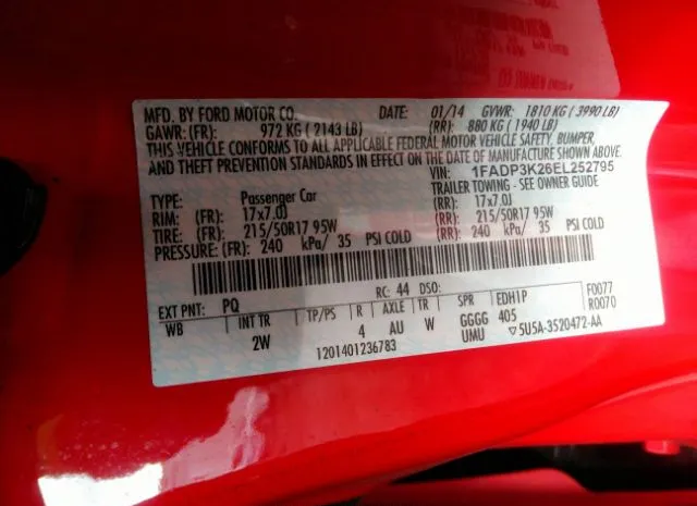 Photo 8 VIN: 1FADP3K26EL252795 - FORD FOCUS 