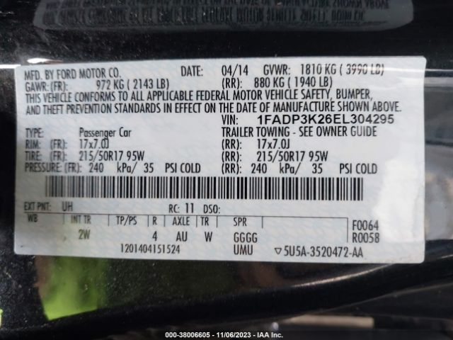 Photo 8 VIN: 1FADP3K26EL304295 - FORD FOCUS 