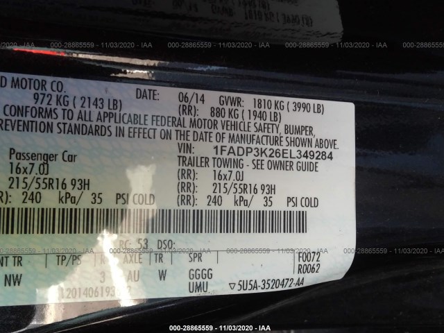 Photo 8 VIN: 1FADP3K26EL349284 - FORD FOCUS 