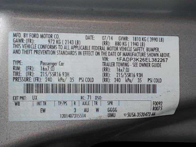 Photo 11 VIN: 1FADP3K26EL382267 - FORD FOCUS SE 