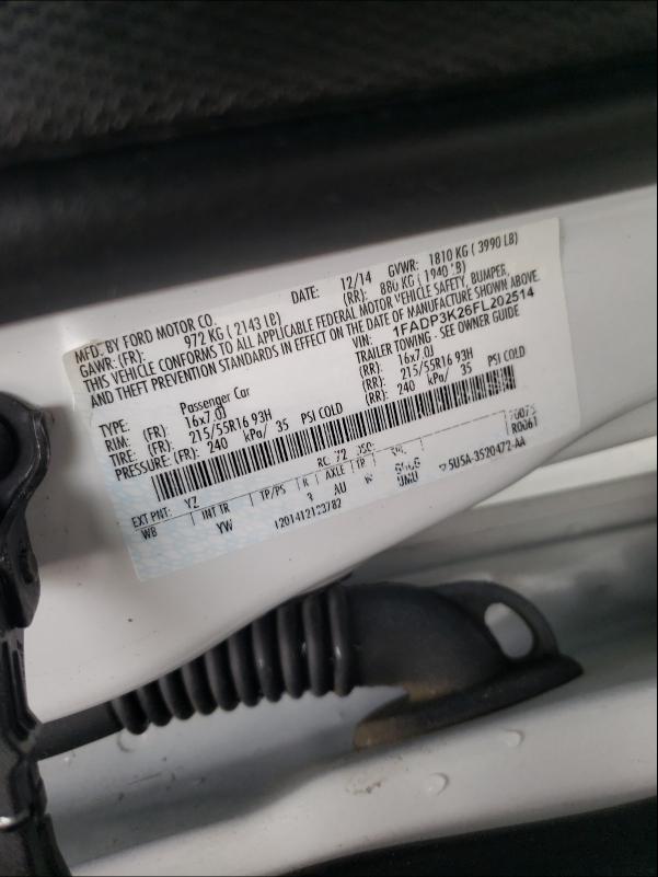 Photo 9 VIN: 1FADP3K26FL202514 - FORD FOCUS 