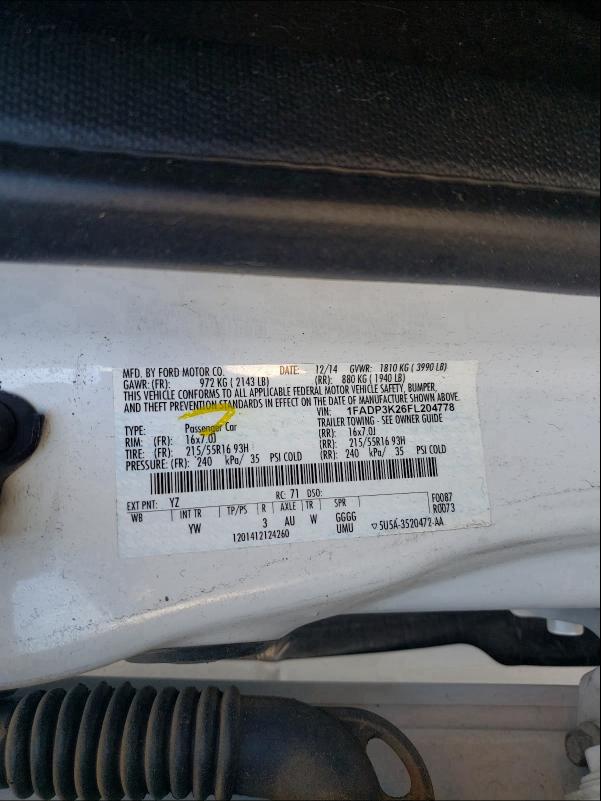 Photo 9 VIN: 1FADP3K26FL204778 - FORD FOCUS SE 