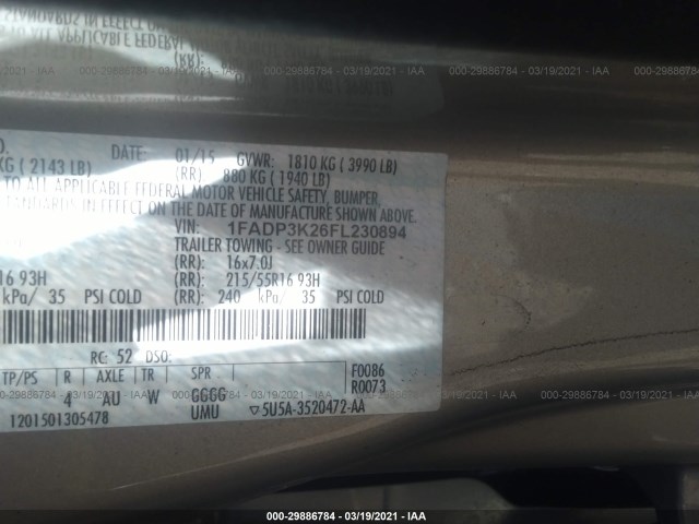 Photo 8 VIN: 1FADP3K26FL230894 - FORD FOCUS 