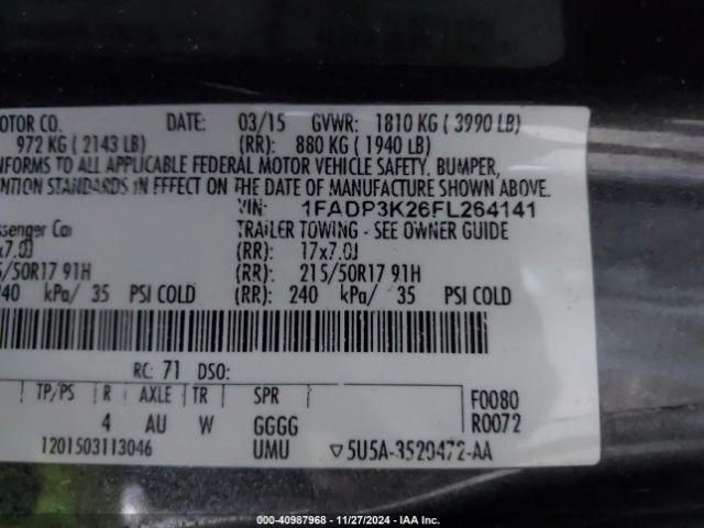 Photo 8 VIN: 1FADP3K26FL264141 - FORD FOCUS 