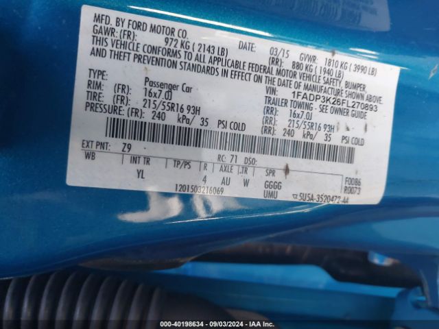 Photo 8 VIN: 1FADP3K26FL270893 - FORD FOCUS 