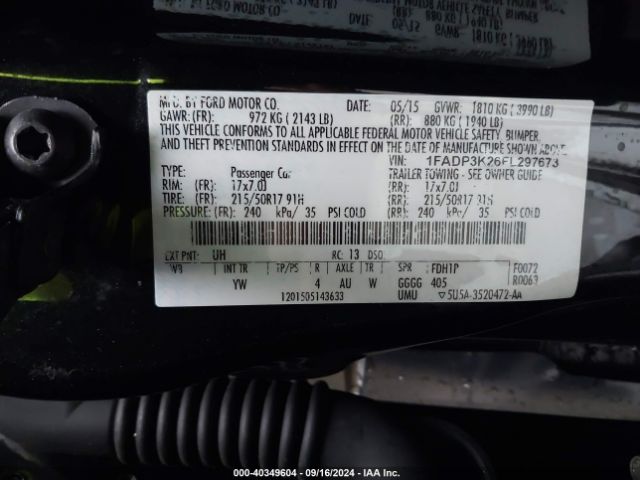 Photo 8 VIN: 1FADP3K26FL297673 - FORD FOCUS 