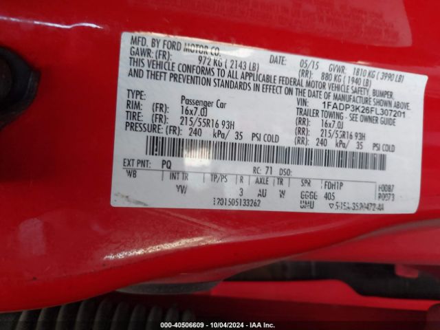 Photo 8 VIN: 1FADP3K26FL307201 - FORD FOCUS 