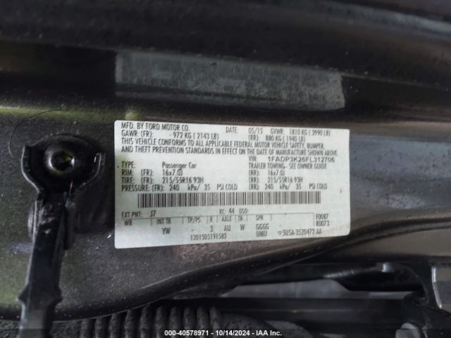 Photo 8 VIN: 1FADP3K26FL312706 - FORD FOCUS 