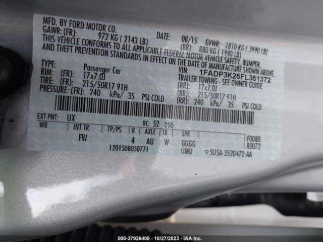 Photo 8 VIN: 1FADP3K26FL361372 - FORD FOCUS 