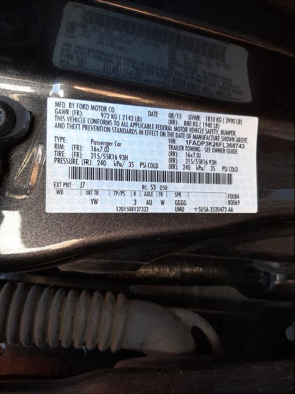 Photo 9 VIN: 1FADP3K26FL368743 - FORD FOCUS SE 