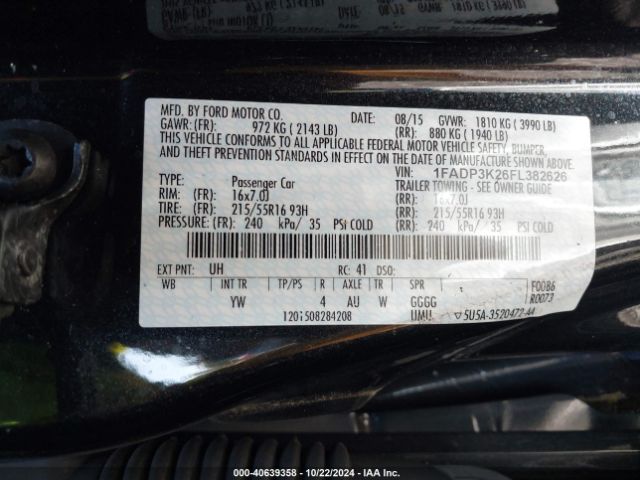 Photo 8 VIN: 1FADP3K26FL382626 - FORD FOCUS 