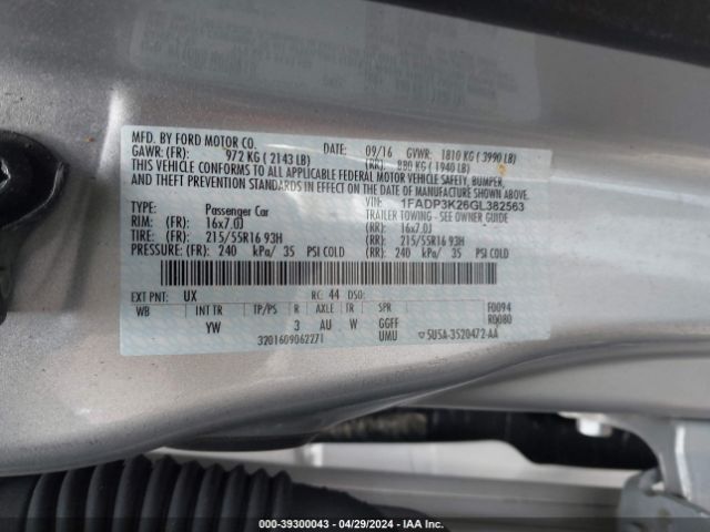 Photo 8 VIN: 1FADP3K26GL382563 - FORD FOCUS 