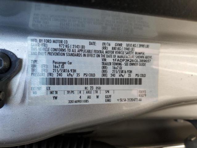 Photo 9 VIN: 1FADP3K26GL389657 - FORD FOCUS SE 