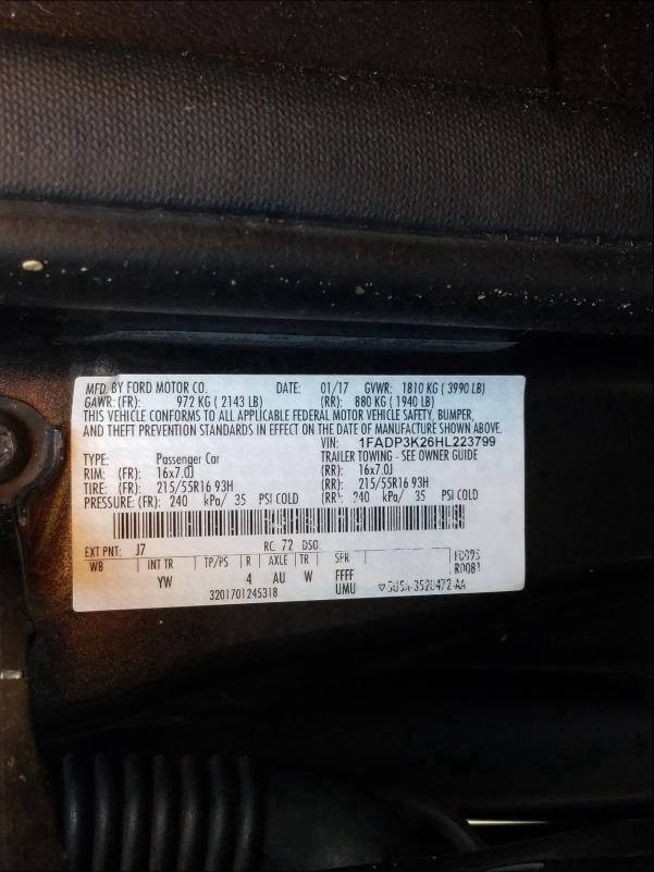 Photo 9 VIN: 1FADP3K26HL223799 - FORD FOCUS SE 