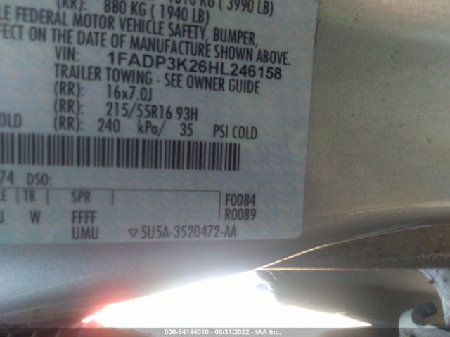 Photo 8 VIN: 1FADP3K26HL246158 - FORD FOCUS 