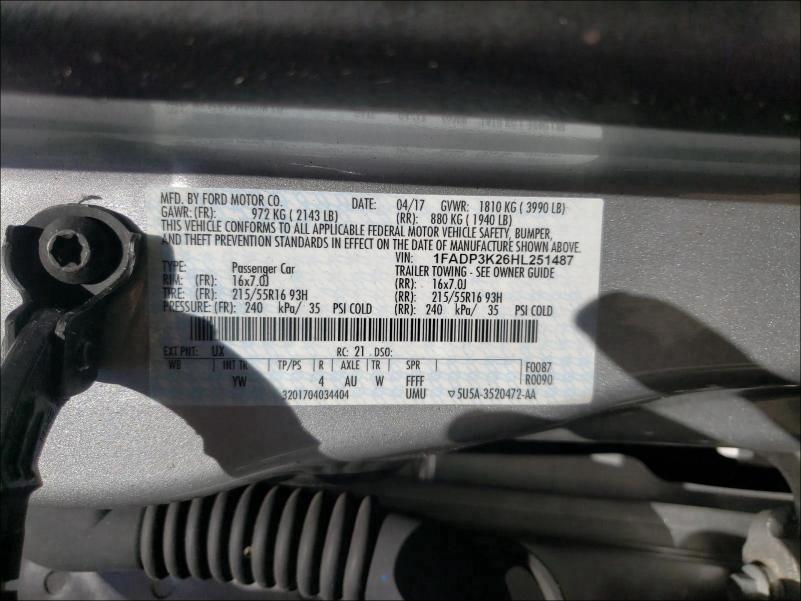 Photo 9 VIN: 1FADP3K26HL251487 - FORD FOCUS 