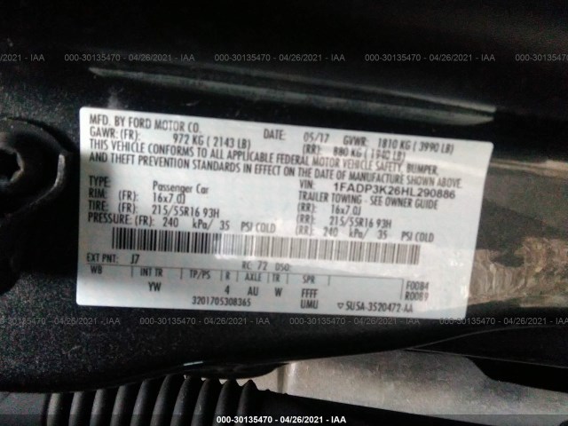 Photo 8 VIN: 1FADP3K26HL290886 - FORD FOCUS 