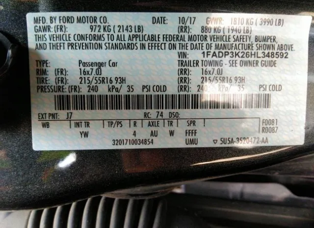 Photo 8 VIN: 1FADP3K26HL348592 - FORD FOCUS 