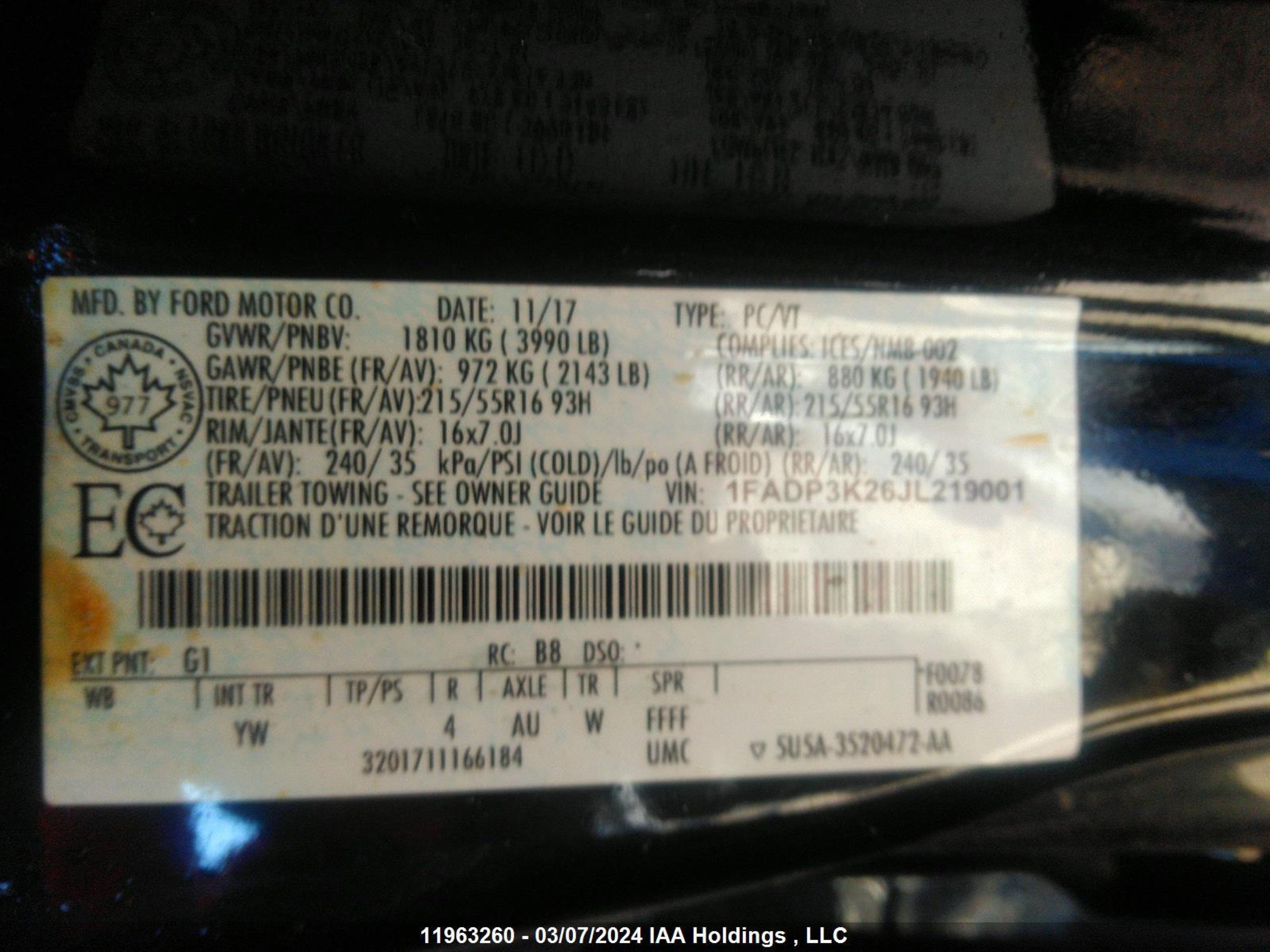 Photo 8 VIN: 1FADP3K26JL219001 - FORD FOCUS 