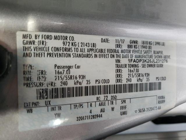 Photo 12 VIN: 1FADP3K26JL231276 - FORD FOCUS SE 