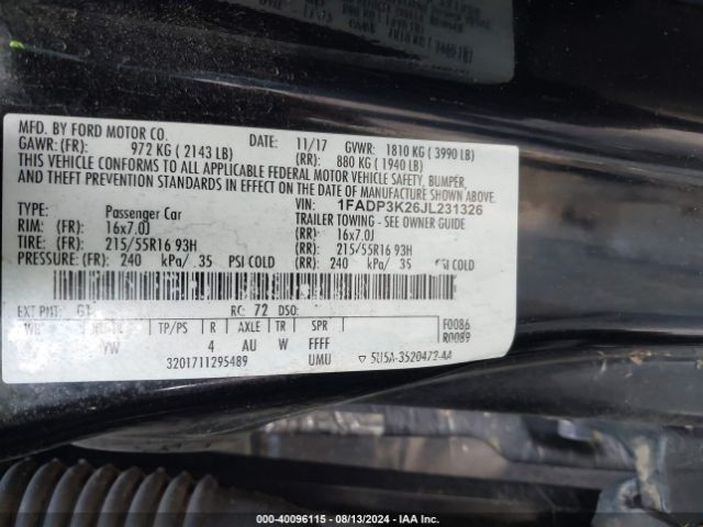 Photo 8 VIN: 1FADP3K26JL231326 - FORD FOCUS 