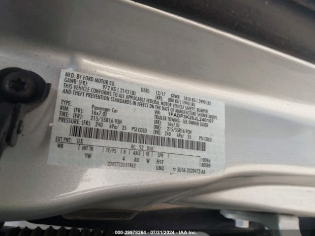 Photo 8 VIN: 1FADP3K26JL240107 - FORD FOCUS 