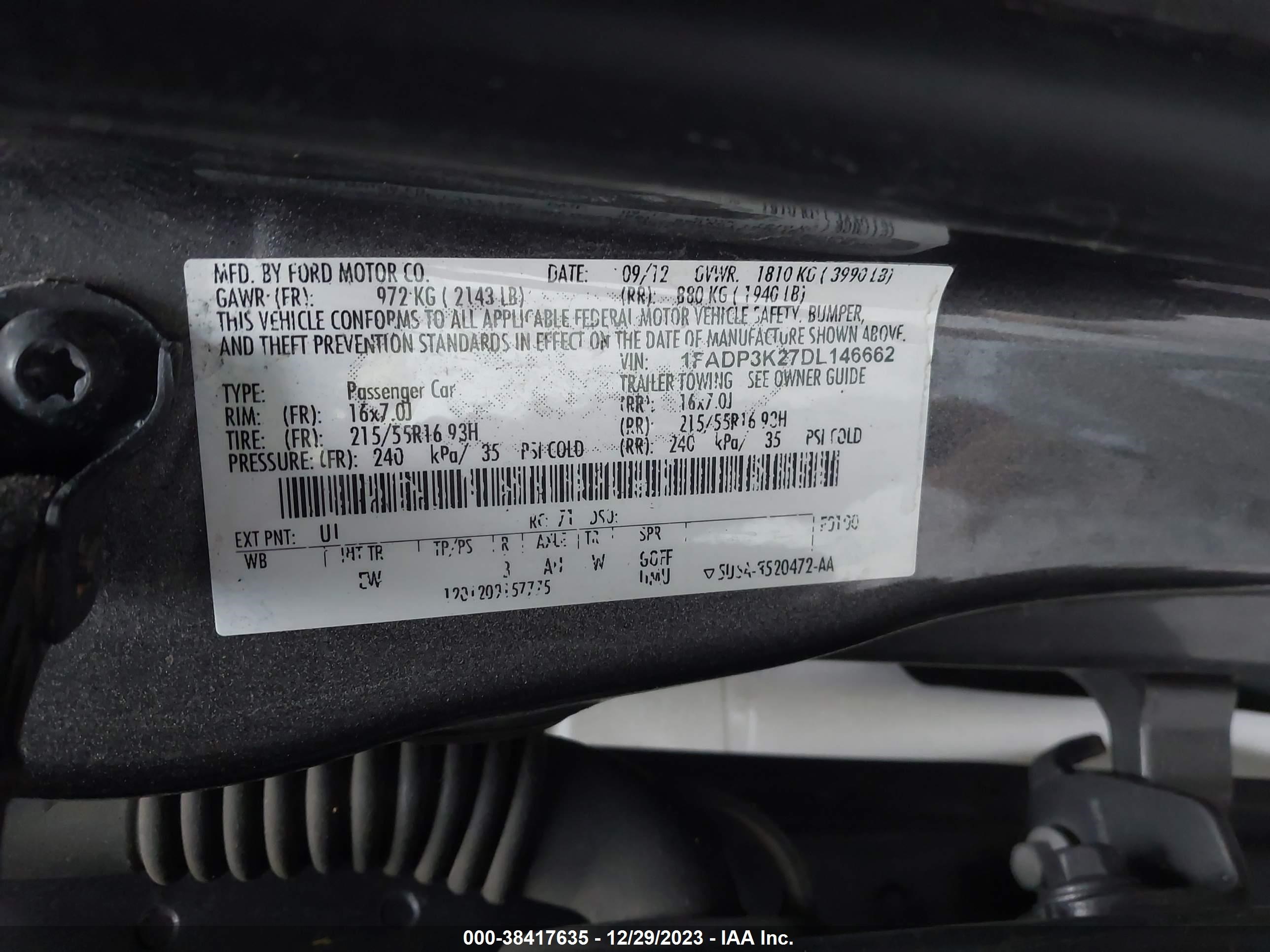 Photo 8 VIN: 1FADP3K27DL146662 - FORD FOCUS 