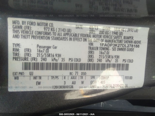 Photo 8 VIN: 1FADP3K27DL278188 - FORD FOCUS 