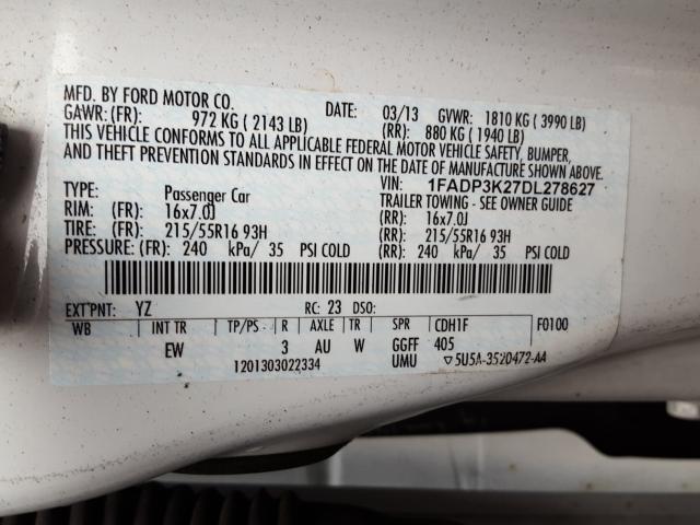 Photo 9 VIN: 1FADP3K27DL278627 - FORD FOCUS SE 