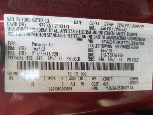 Photo 9 VIN: 1FADP3K27DL299753 - FORD FOCUS SE 