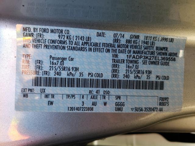 Photo 9 VIN: 1FADP3K27EL369558 - FORD FOCUS SE 