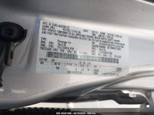 Photo 8 VIN: 1FADP3K27FL233190 - FORD FOCUS 