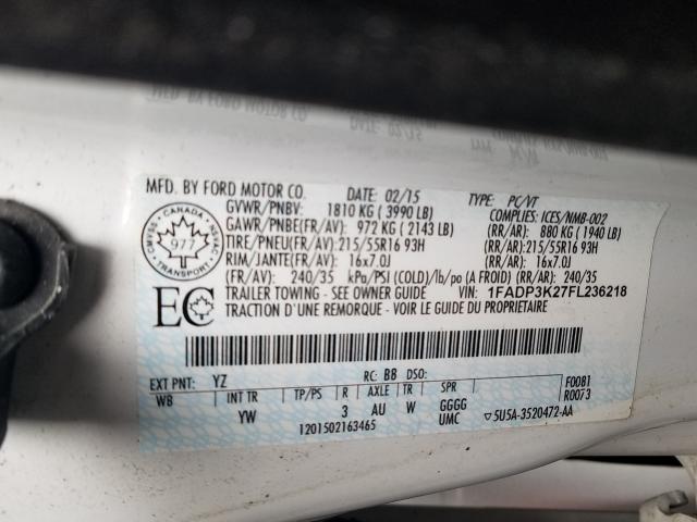 Photo 8 VIN: 1FADP3K27FL236218 - FORD FOCUS 