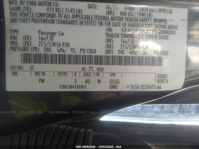 Photo 8 VIN: 1FADP3K27FL289050 - FORD FOCUS 