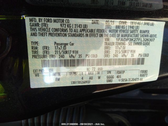 Photo 8 VIN: 1FADP3K27FL326307 - FORD FOCUS 