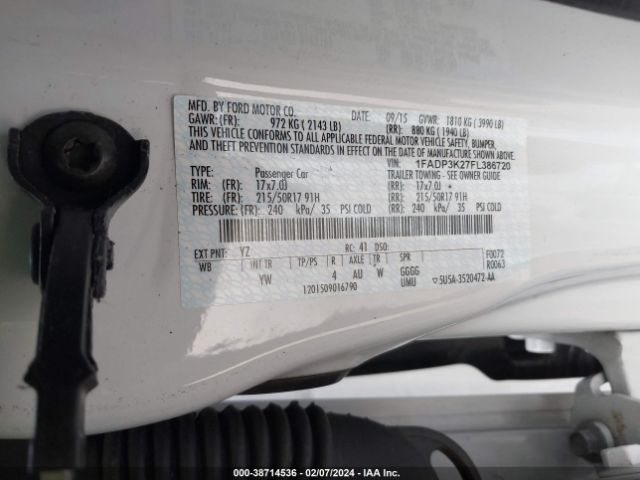 Photo 8 VIN: 1FADP3K27FL386720 - FORD FOCUS 