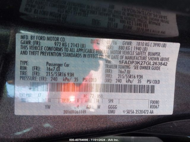 Photo 8 VIN: 1FADP3K27GL263842 - FORD FOCUS 