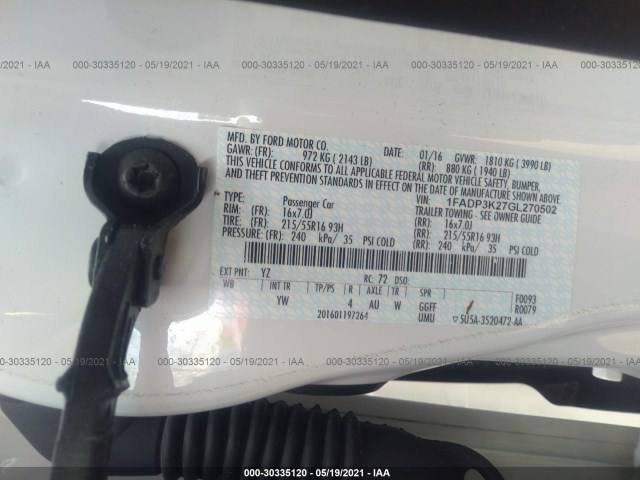 Photo 8 VIN: 1FADP3K27GL270502 - FORD FOCUS 