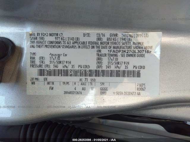 Photo 8 VIN: 1FADP3K27GL307189 - FORD FOCUS 