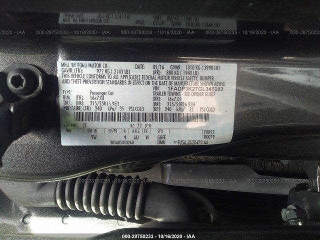 Photo 8 VIN: 1FADP3K27GL345263 - FORD FOCUS 