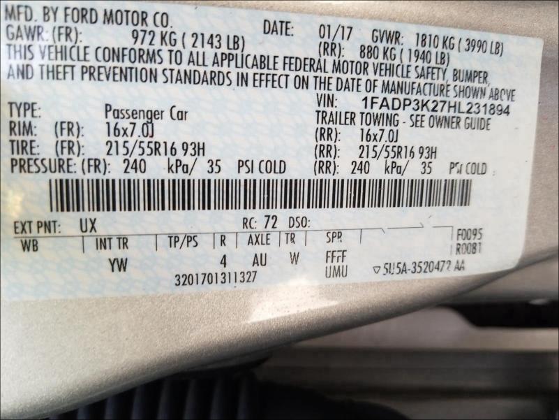 Photo 9 VIN: 1FADP3K27HL231894 - FORD FOCUS SE 