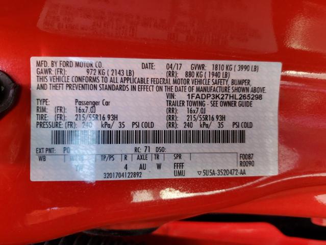 Photo 12 VIN: 1FADP3K27HL265298 - FORD FOCUS SE 