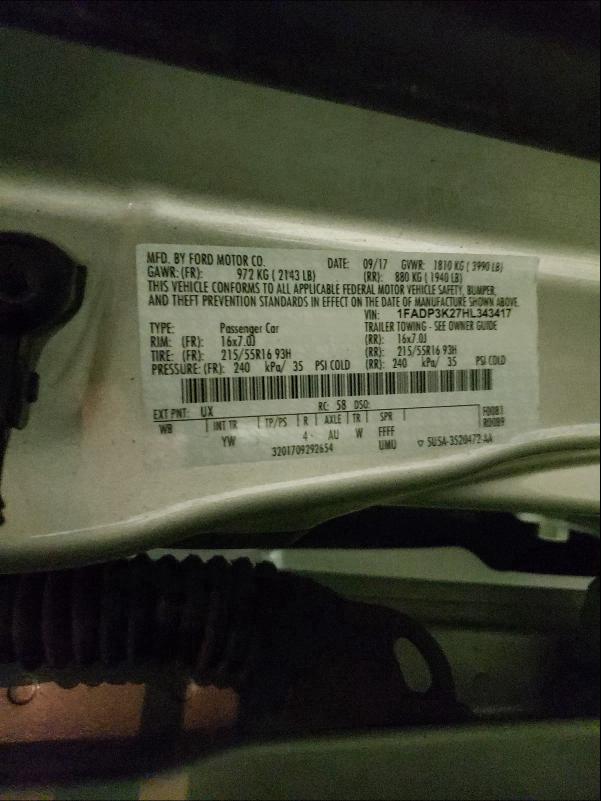 Photo 9 VIN: 1FADP3K27HL343417 - FORD FOCUS 