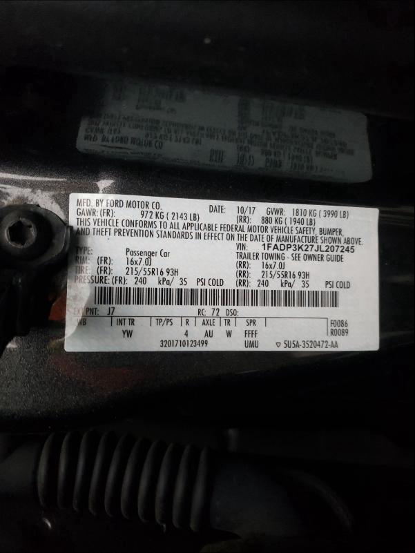 Photo 9 VIN: 1FADP3K27JL207245 - FORD FOCUS SE 